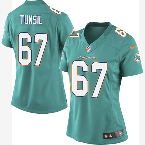 Women's Elite Laremy Tunsil Nike Jersey Aqua Green Home - #67 NFL Miami Dolphins
